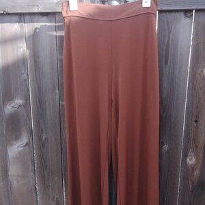 Three Dots palazzo pant crop womens s brown pull on flare wide leg as is